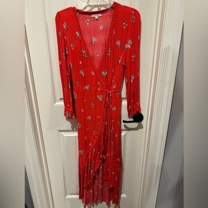 Skies are Blue red floral Maxi Dress